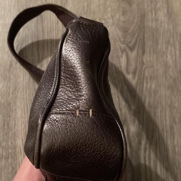 The Sak Pink Label 💯 % Leather Metallic Dark Silver/Brown Shoulder Purse 👛. - Picture 7 of 13